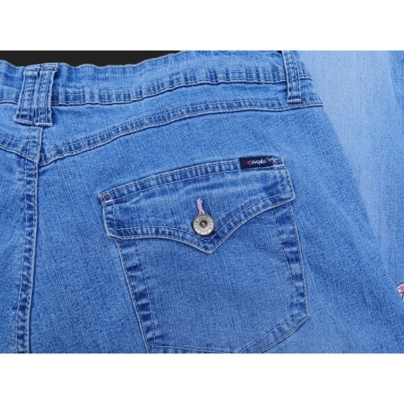 Vintage Angels Womens Denim Cropped Jeans Embroidery Butterfly Floral Size 20 - Picture 15 of 16